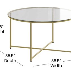 Glass Top Round Coffee Table 