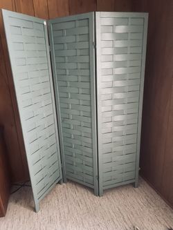 Blue/grey Wooden Trifold Partition Very Old