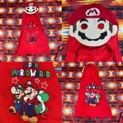 Vintage Mario Kids Mask Cape Facehood & Eyes Super Mario World Luigi Yoshi