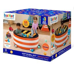 Battat Hop in Ball Pit Construction Foam Ball Pit with 65+ Balls and Washable Cover, Toddler and Ind