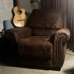 Faux Leather Sofa And Recliner 