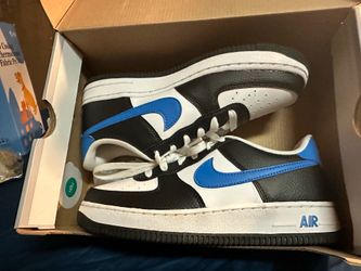 Nike Air Force 1 Low sneakers in black, white, and light photo blue ( FN8008-001)