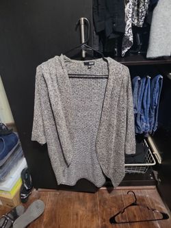 a.n.a Gray Knit Open-Front Cardigan
