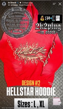 Hellstar Records Hoodie Red Flame Graphic