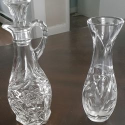Glass Cruet And Crystal Vase
