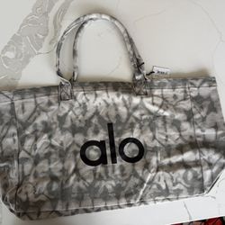 Authentic ALO Yoga Tie-Dye Large Tote Bag Cotton Canvas Gym Travel Carry-On