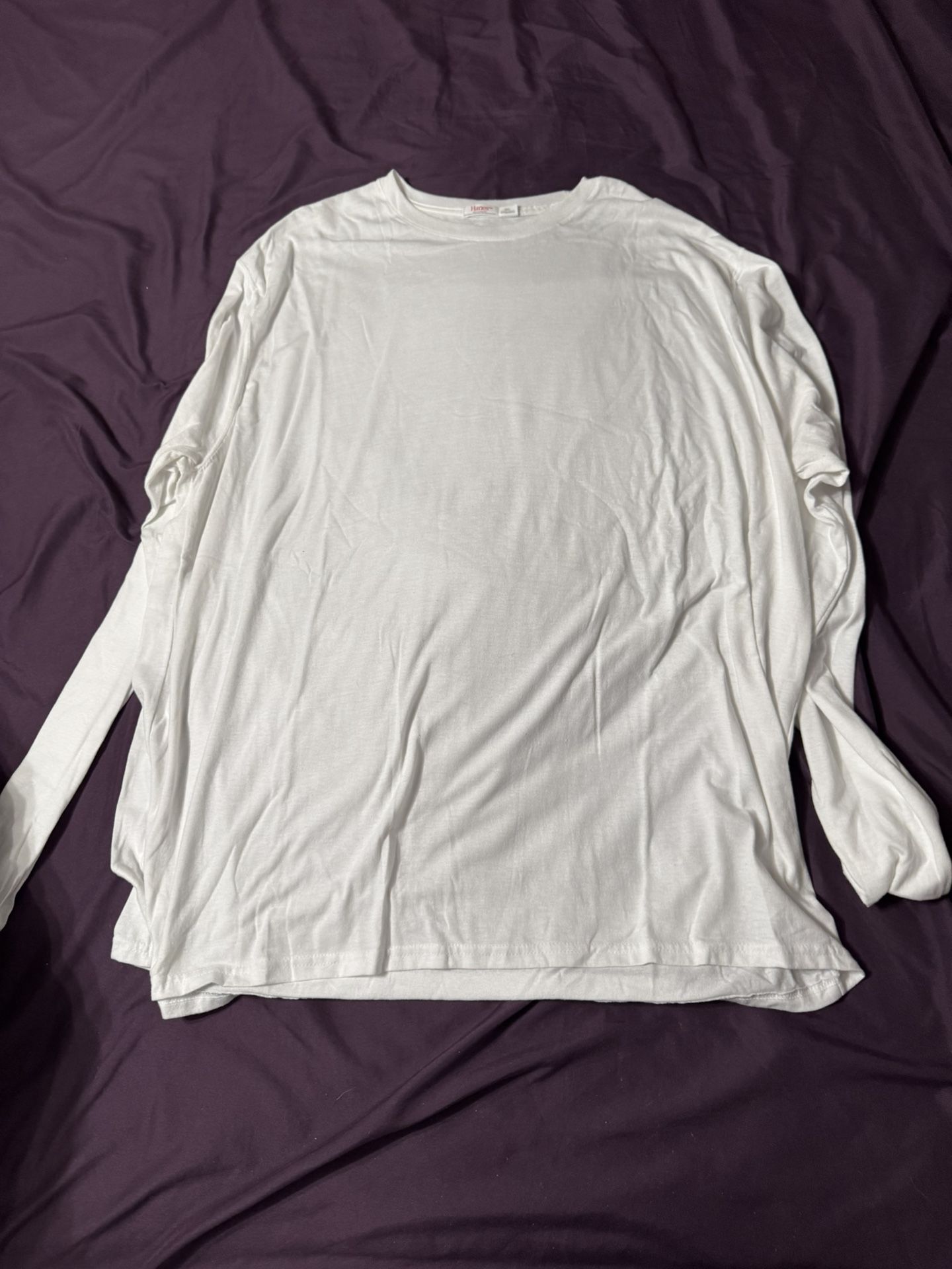 Hanes Men’s White Long Sleeve T-Shirt Size 3XLT