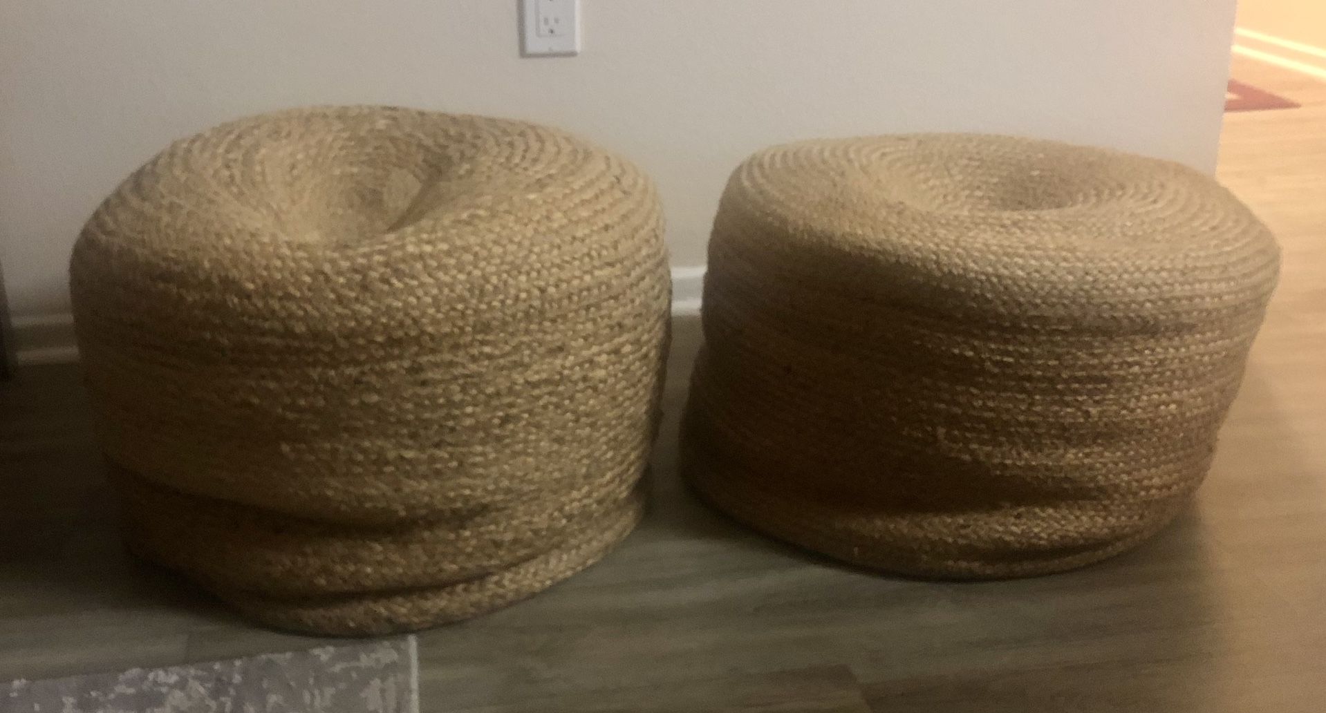 FREE ON MONDAY JUTE POOFS -  Pair Of 2