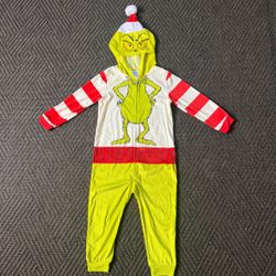 The Grinch Kids XS 4/5 Hooded One-Piece Pajamas NWOT