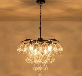 Goyeel Bublume 8-Light Black Modern/Contemporary Oval Glass Bubble Chandelier, Tiered Clear Glass Globe Cluster