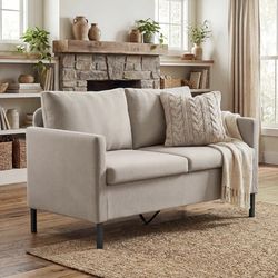 51" W Loveseat Sofa, Modern 2 - Seat Couches with Removable Cover for Living Room, Office, Flaxen