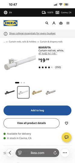 2 Curtain Rods + Blue Blackout Curtains