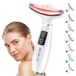 Red Light Therapy for Face & Neck, Face Massager Tool for Anti-Aging, Skin Facial Sculptor, 7-Color LED Phototherapy Device with Lifting