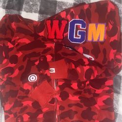 Red Camo Bape Shark Zip Up