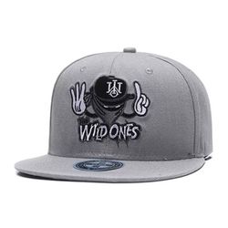 Wild Ones Snapback Flat Brim Hat Gray/Black