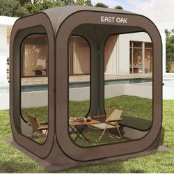 Screen House Tent Pop-Up, Portable Screen Room Canopy Instant Screen Tent 6 x 6 FT with Carry Bag for Patio, Backyard, Deck & Outdoor Activities, Brow