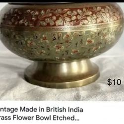 Vintage Brass Bowl, Very Pretty. Made In India. 