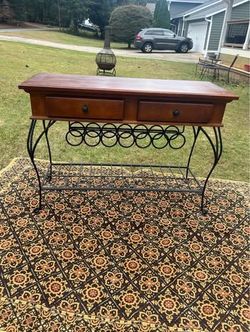 Console table with bottle rack &2 drawers