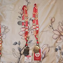 3/$10 🌟 Pair Of Red & White JCPenney Lanyard w/ Multiple Kids Zone Badges Pins
