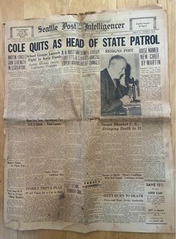 Vintage newspaper, Seattle Post Intelligencer, January 15,1939, with The Comic Weekly & American Weekly.