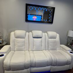 Party Time White Reclining sofa