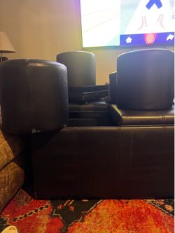 Leather Ottoman coffee table with 4 storage and 4 stools