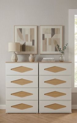 Modern White Double 4 Drawer Dresser Chests!