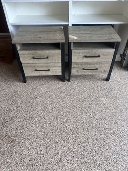 Pair of 2-Drawer Nightstands with Open Shelf
