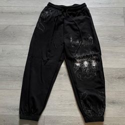 BREATH DIVINITY Y2K GRUNGE CYBER SIGILISM SKULL SWEATPANTS JOGGERS BLACK FIT S