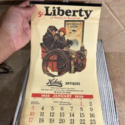 Vintage 1982 Liberty Advertisement Calendar as the Same Date as 1926!!