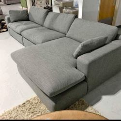 Elyza Smoke 3pc Sectional Sofa w/ RAF Corner Chaise