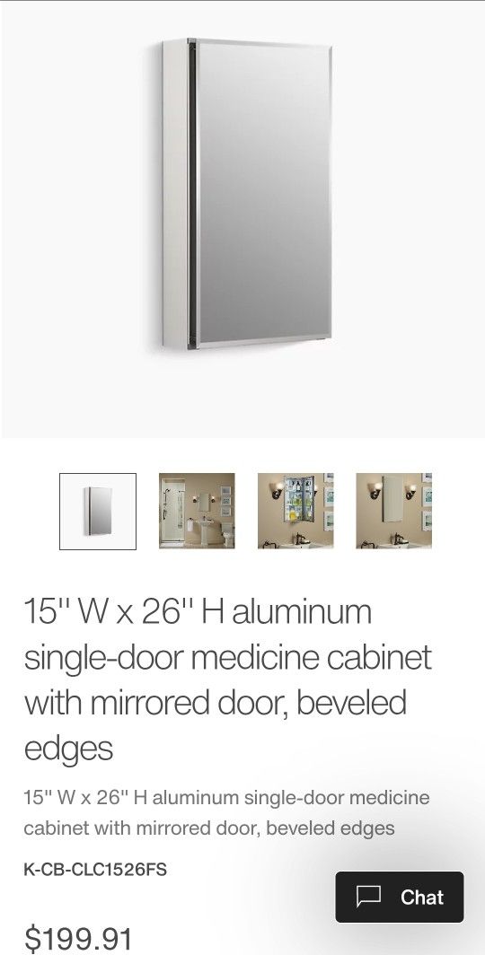 Kohler Medicine Cabinet 15"x26" (New)