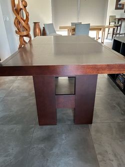 Modern Wood Dining Table with H-Base