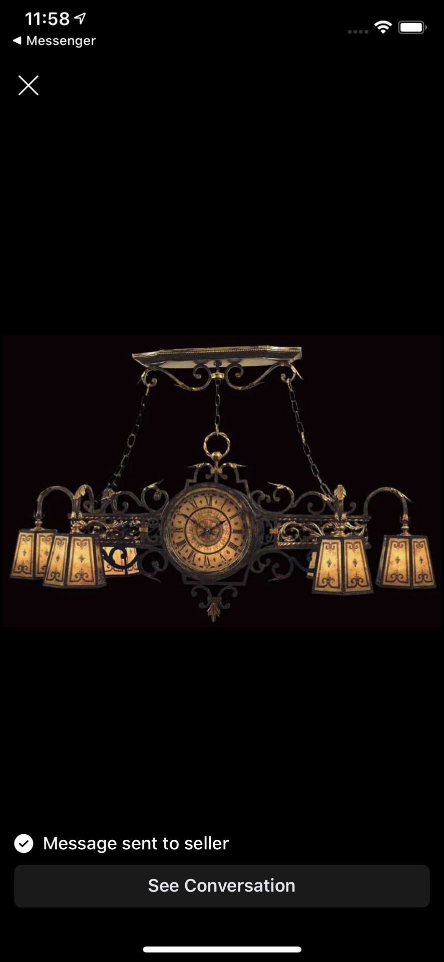 Vintage Fine Art Lamps Charred Iron Epicurean Chandelier, 6 Light with Clock