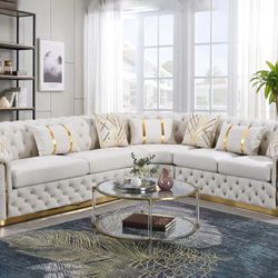 NEW VELVET SECTIONAL SOFA ! W123"XW101"XD33"XH33 !AVAILABLE FOR IMMEDIATE DELIVERY! 