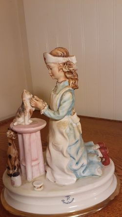 7 1/2" long 8 1/2"tall CAPODIMONTE MOULDED FIGURINE OF A NURSE