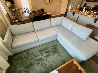 West Elm Harris 2-Piece Queen Sleeper Sectional w/ Chaise (114") - Gray Tweed