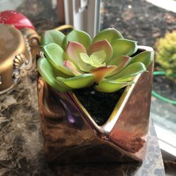 Artificial Plant In Ceramic Rose Gold Pot