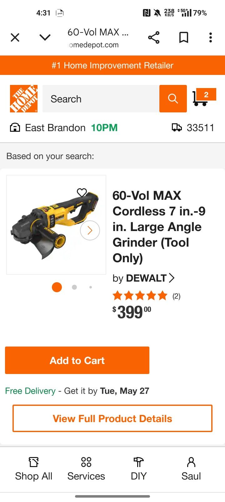 60v DeWalt 7 And 9 Inch Grinder Tool Only