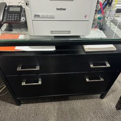 Glass-Topped Wood File Cabinet