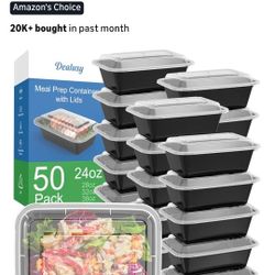 50 Pack (100-Piece) 24 oz Plastic Meal Prep Containers
Meal Prep Containers, Reusable with Lids, Leakproof & Food Safe, Sturdy, Microwave, Freezer, Di