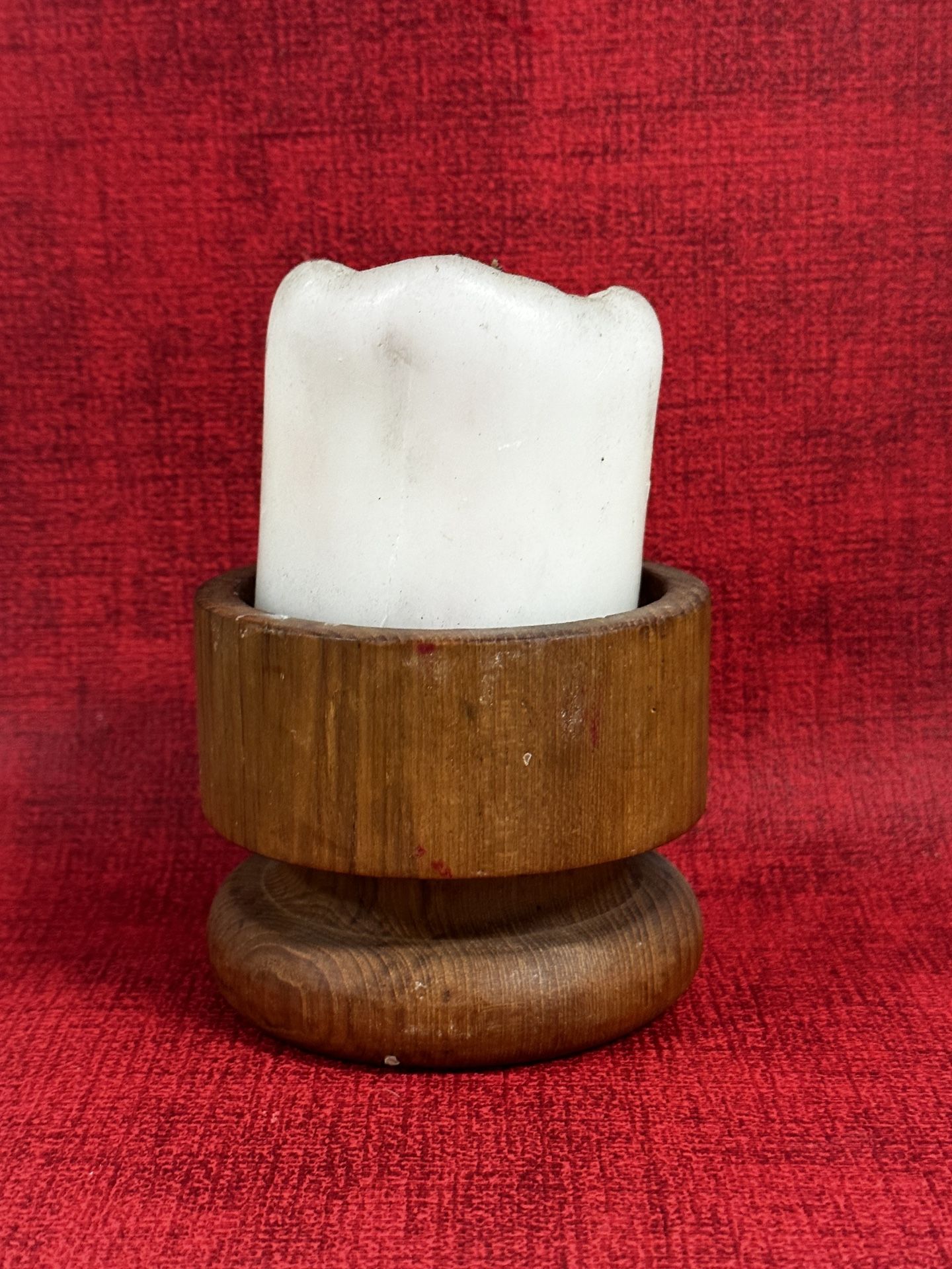Kalmar Designs Teak Wood Round Pillar Taper Candle Holder Mid Century Modern