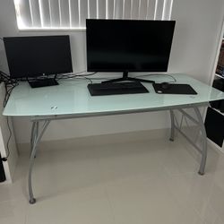 Beautiful Large Glass desk 63 W X 30.5 Depth