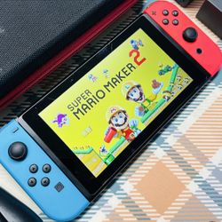 Nintendo Switch 32GB V2 Console System Neon Red Blue JoyCons Tested W/Box 6095