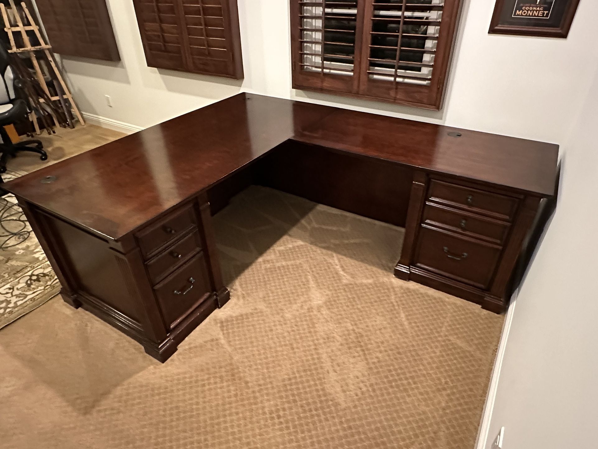 L-shape Executive Desk + Filing Cabinet - $150