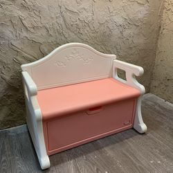 LITTLE TIKES VICTORIAN BENCH TOY CHEST & STORAGE BOX BENCH RARE PINK WHITE - VINTAGE - See My Other Items 😀