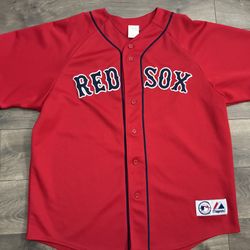 Vintage Boston Red Sox Jersey Majestic MLB Red Blank Baseball Made In USA XL
