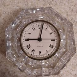 Vintage Waterford Octagonal Crystal Quartz Desk Clock