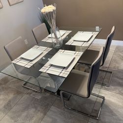 Modern 7-Piece Glass Dining Table Set – BRAND NEW $600 OBO