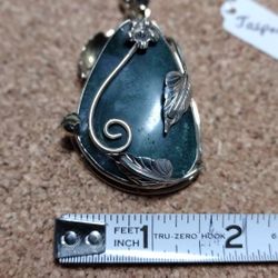 Green Jasper Pendant Set In Tibetan Sterling